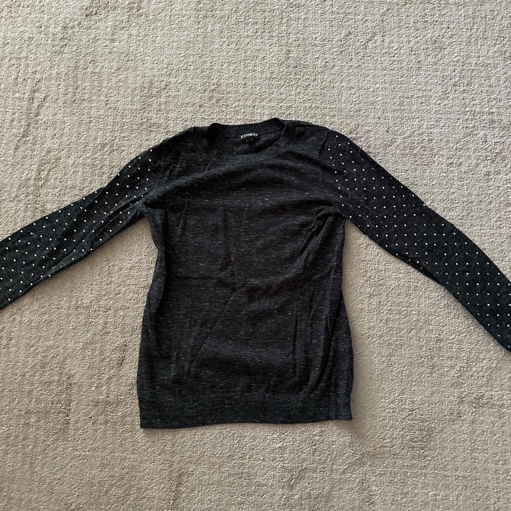 Expressed grey jeweled sweater size medium